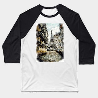 Paris City Streets Travel Poster Series watercolor ink edition 04 Baseball T-Shirt